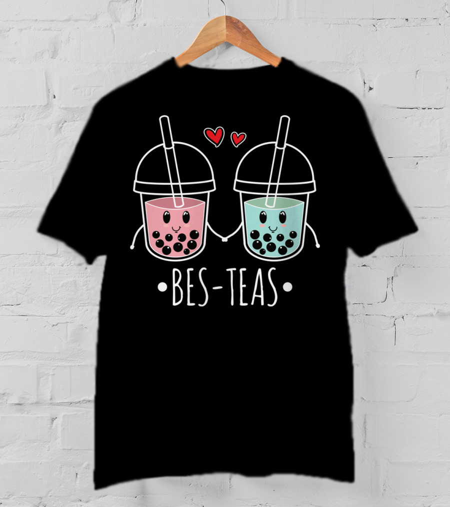 Besteas Bubble Tea Cute Boba Milk Lover With Hearts T-Shirt