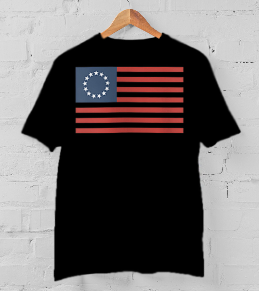 Betsy Ross American Revolution Faded Thirteen Stars Flag T-Shirt