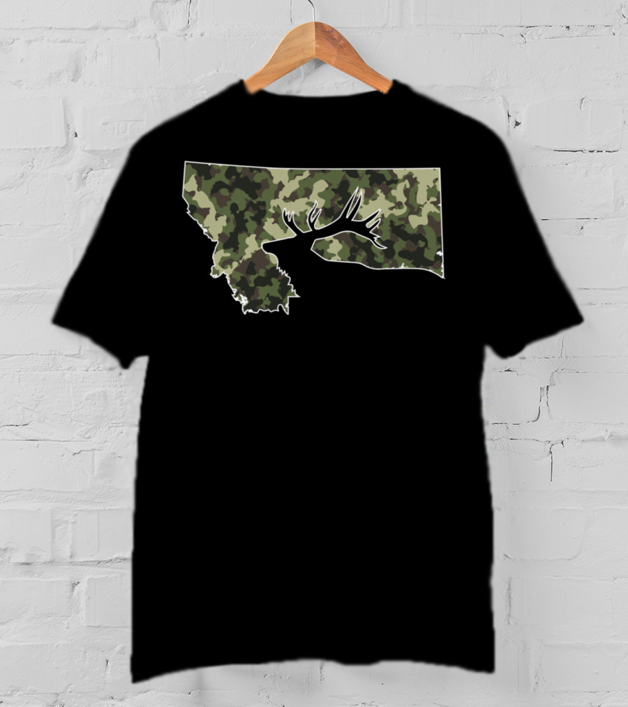 Camouflage Montana State Elk Hunting T-Shirt