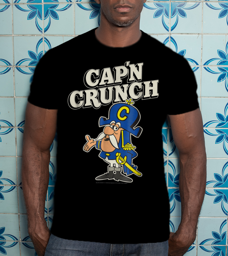 Cap'n Crunch Cap'n Blue Hat Yellow Accents Classic Cereal Character T-Shirt