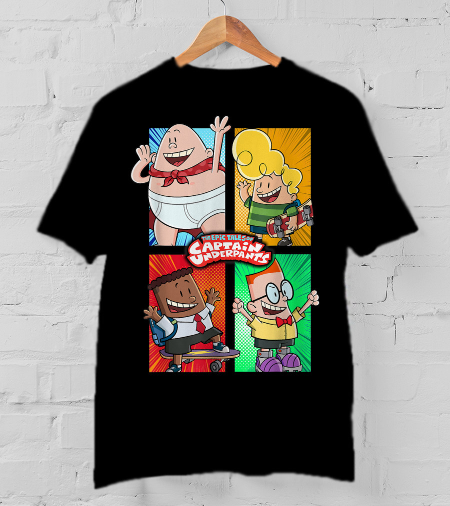 The Epic Tales Of Captain Underpants Cartoon Characters Quartet T-Shirt