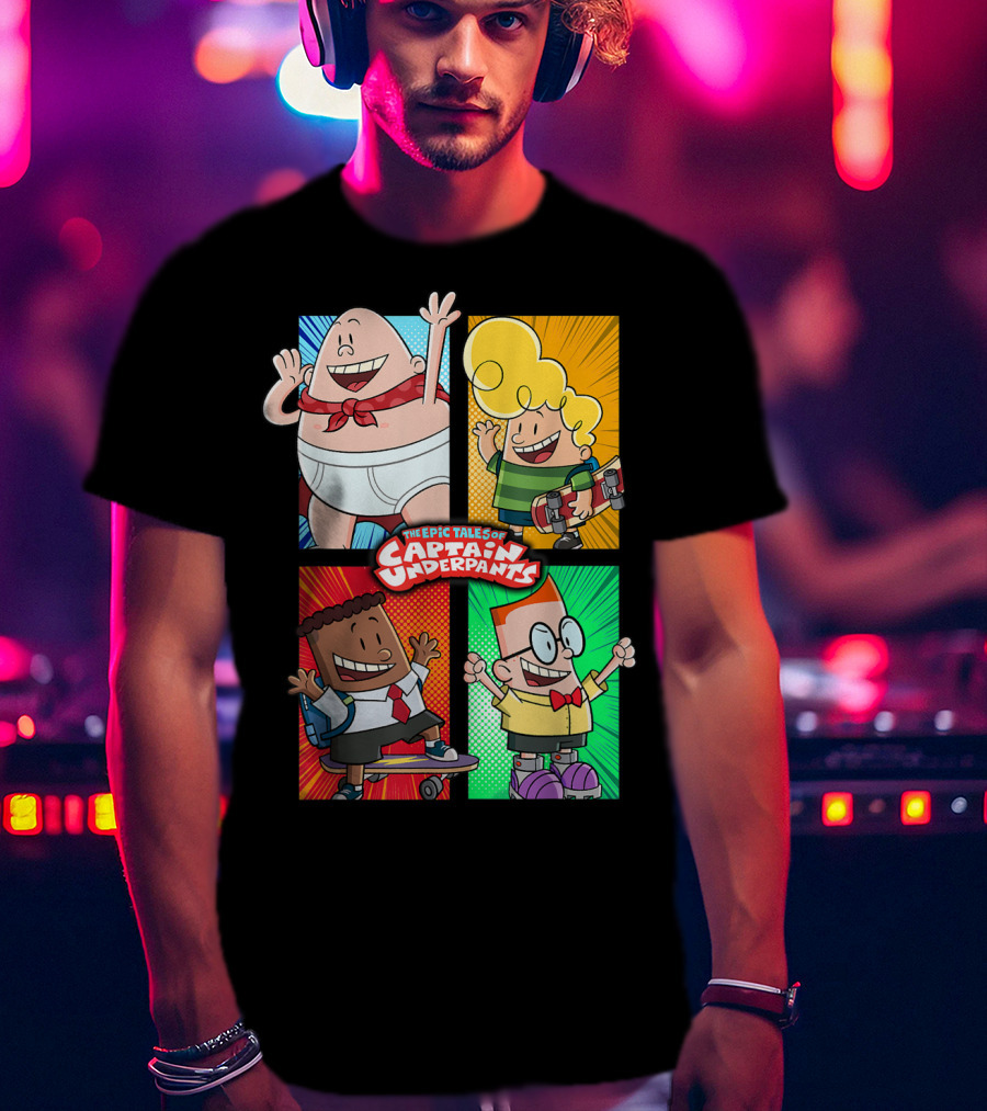 The Epic Tales Of Captain Underpants Cartoon Characters Quartet T-Shirt