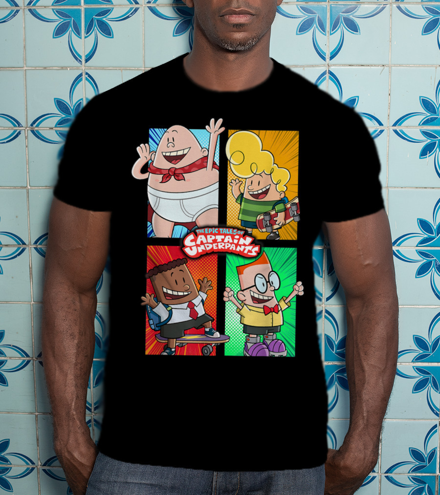 The Epic Tales Of Captain Underpants Cartoon Characters Quartet T-Shirt