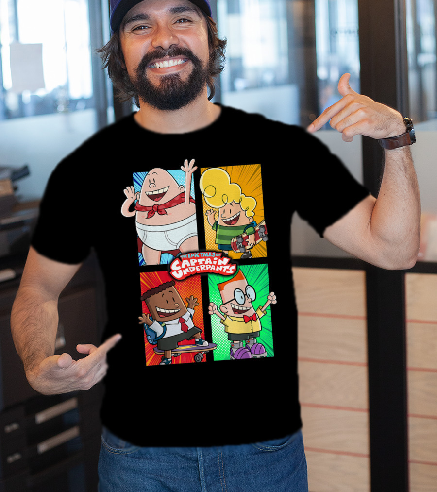 The Epic Tales Of Captain Underpants Cartoon Characters Quartet T-Shirt