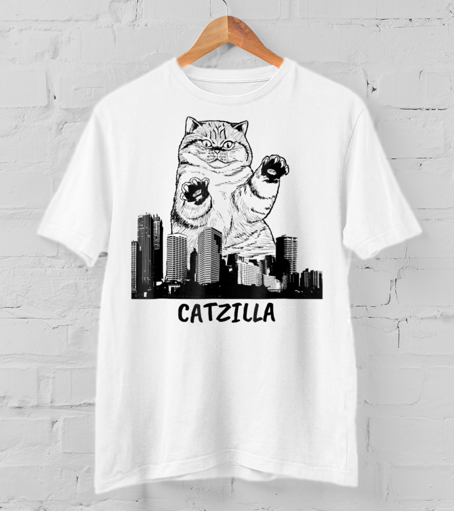 Catzilla Kitty Cat Pop Culture Cityscape Monster Kitty T-Shirt