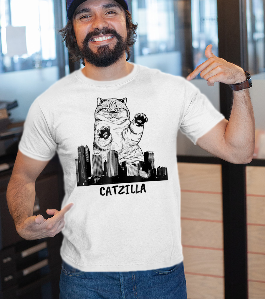 Catzilla Kitty Cat Pop Culture Cityscape Monster Kitty T-Shirt