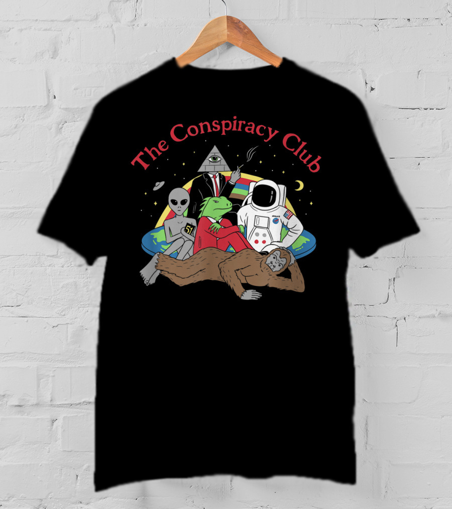 The Conspiracy Club Alien Astronaut Pyramid Bigfoot Lizard Man T-Shirt