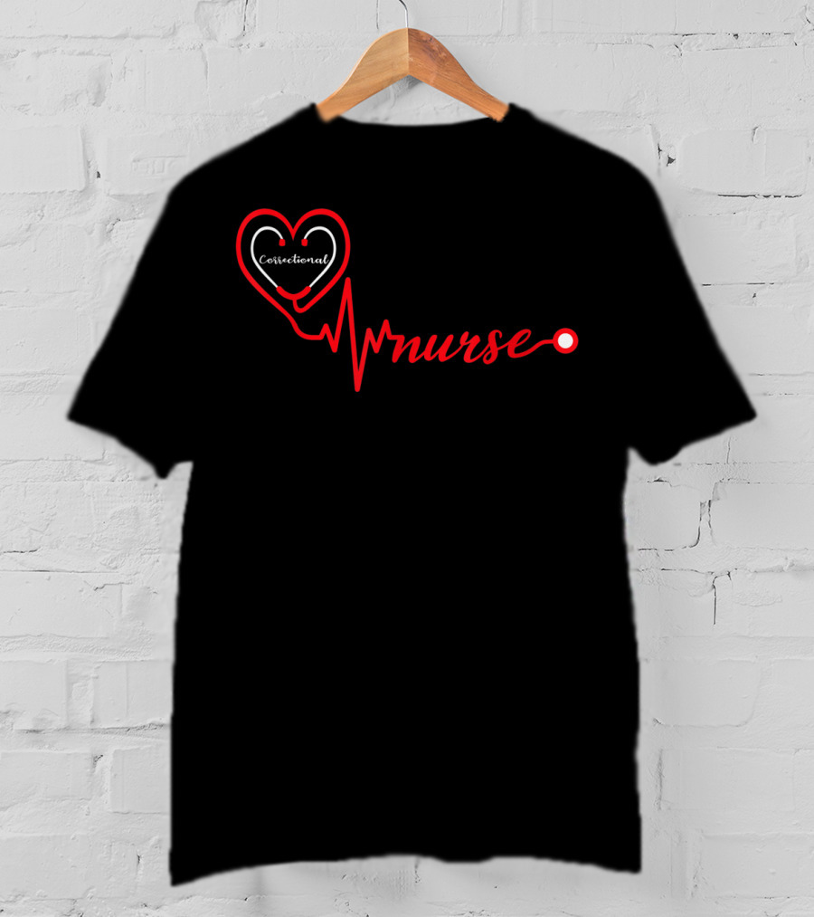 Correctional Nurse Heartbeat Valentine T-Shirt