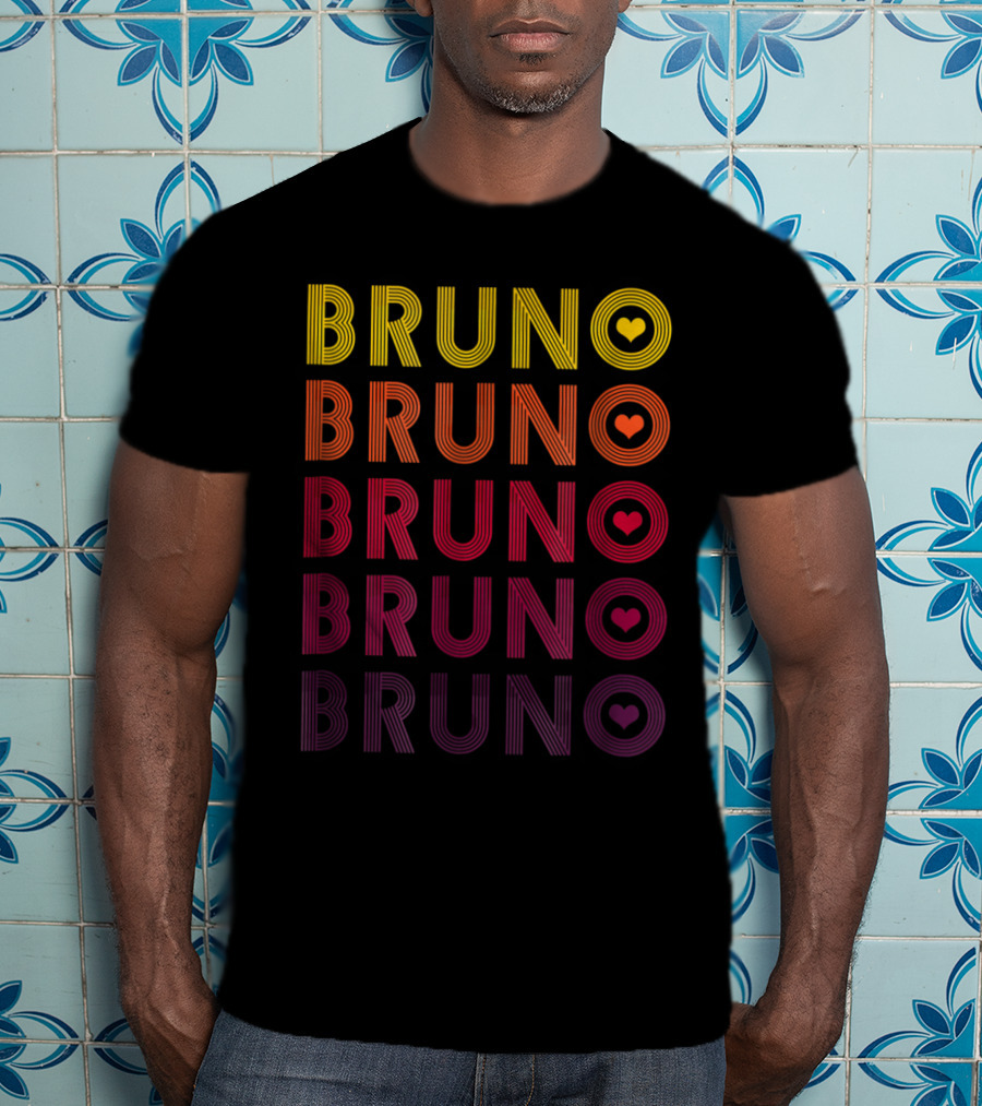 Bruno Lover Heart Gradient Retro T-Shirt