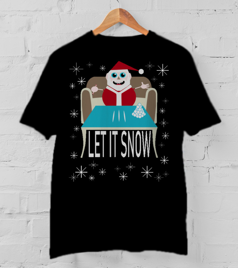 Santa With Snowballs Let It Snow Party Cute Funny T-Shirt