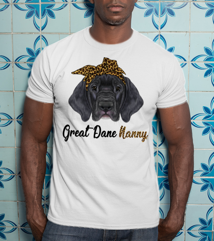 Great Dane Nanny Leopard Headband T-Shirt