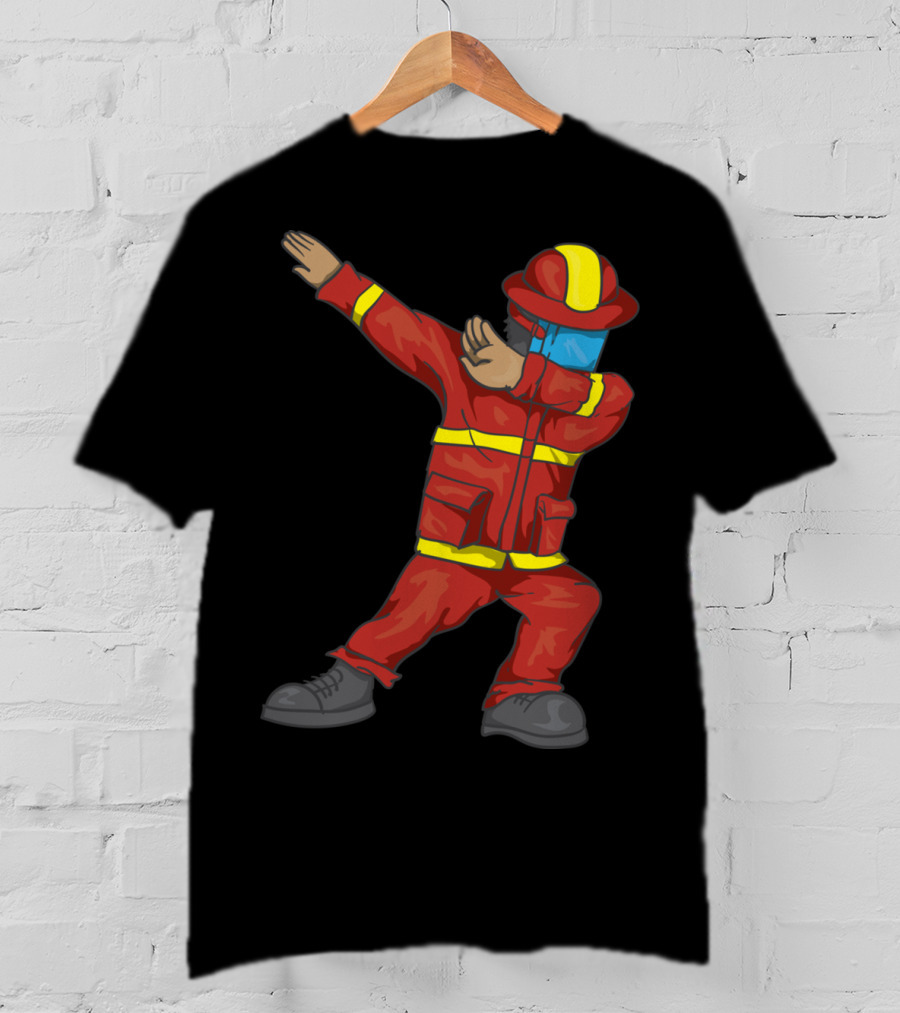 Dabbing Firefighter Cute Dancing Firefighter Red T-Shirt