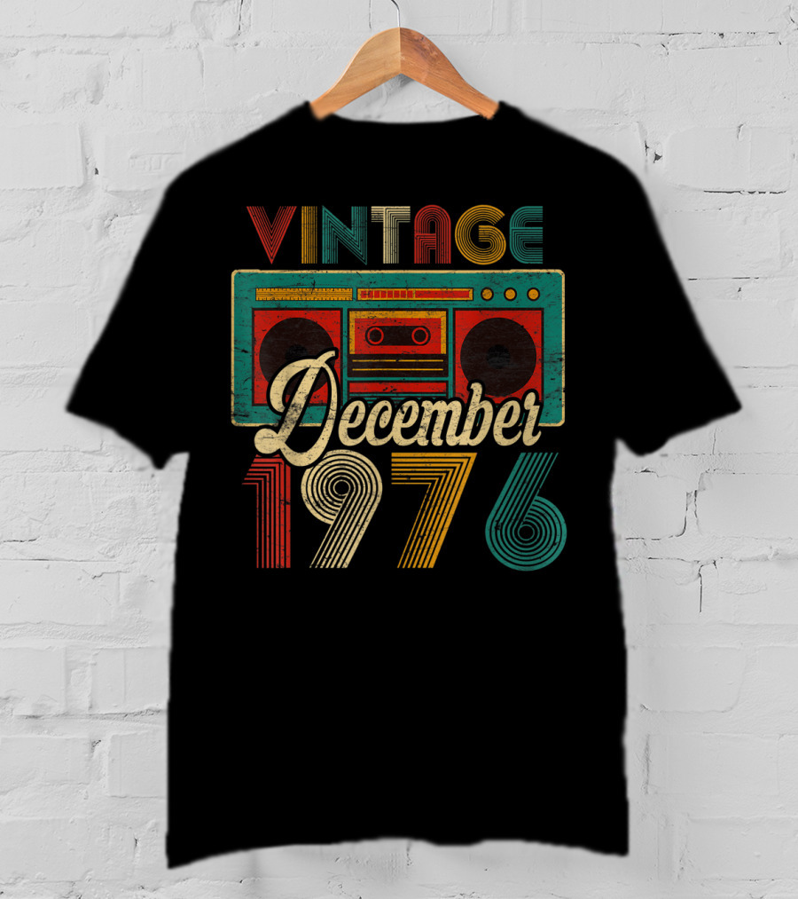 Vintage December 1976 Retro Boombox T-Shirt