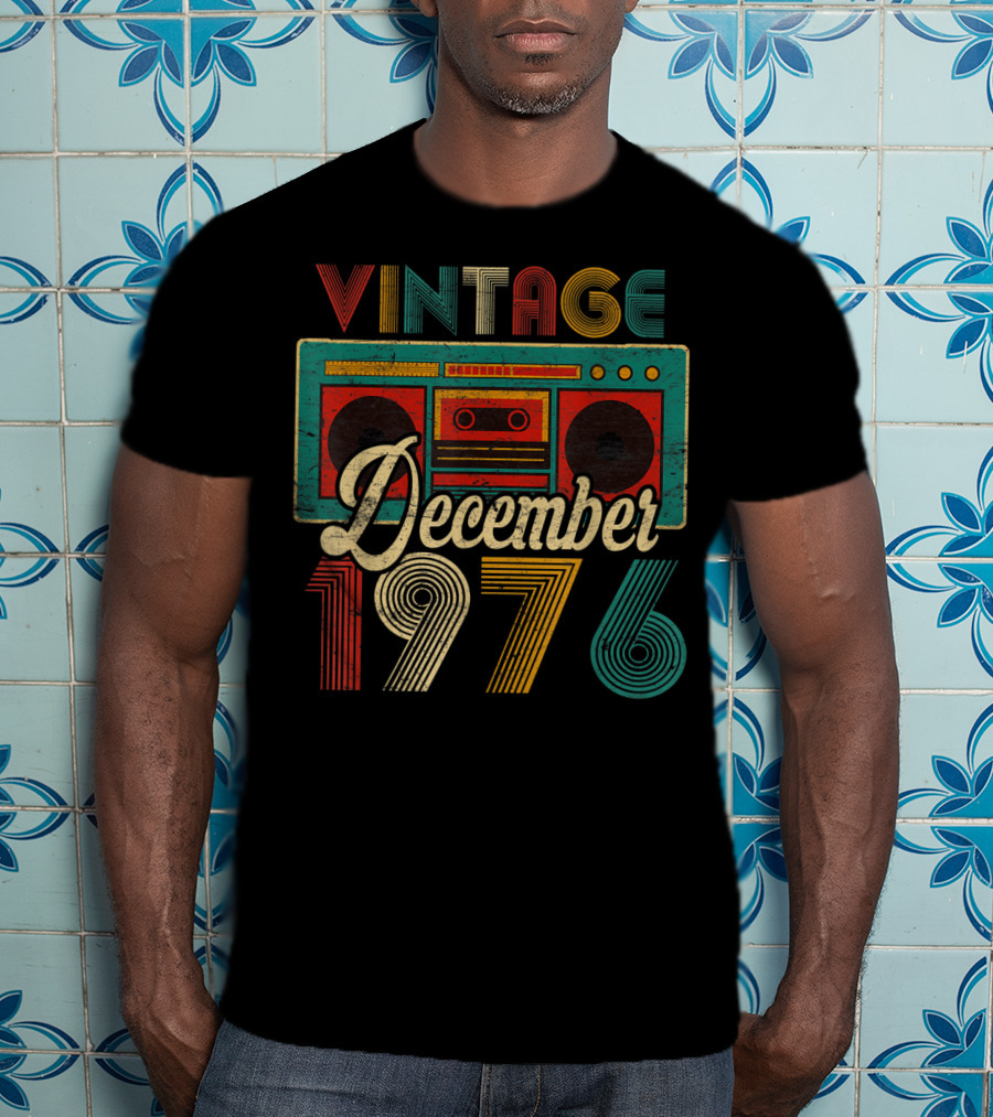 Vintage December 1976 Retro Boombox T-Shirt
