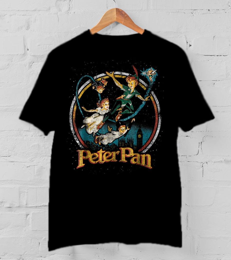 Peter Pan Flying Over London With Tinkerbell And Friends Disney T-Shirt