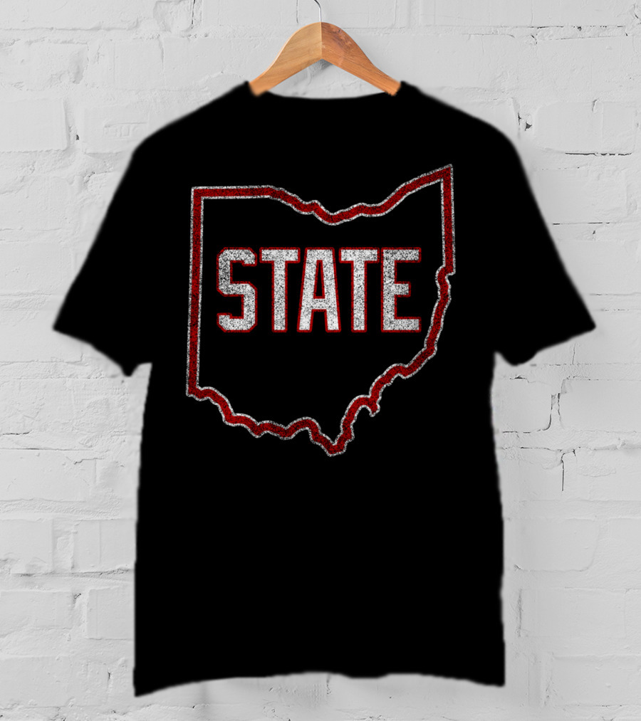 State Outline Distressed Ohio Sports Fan T-Shirt