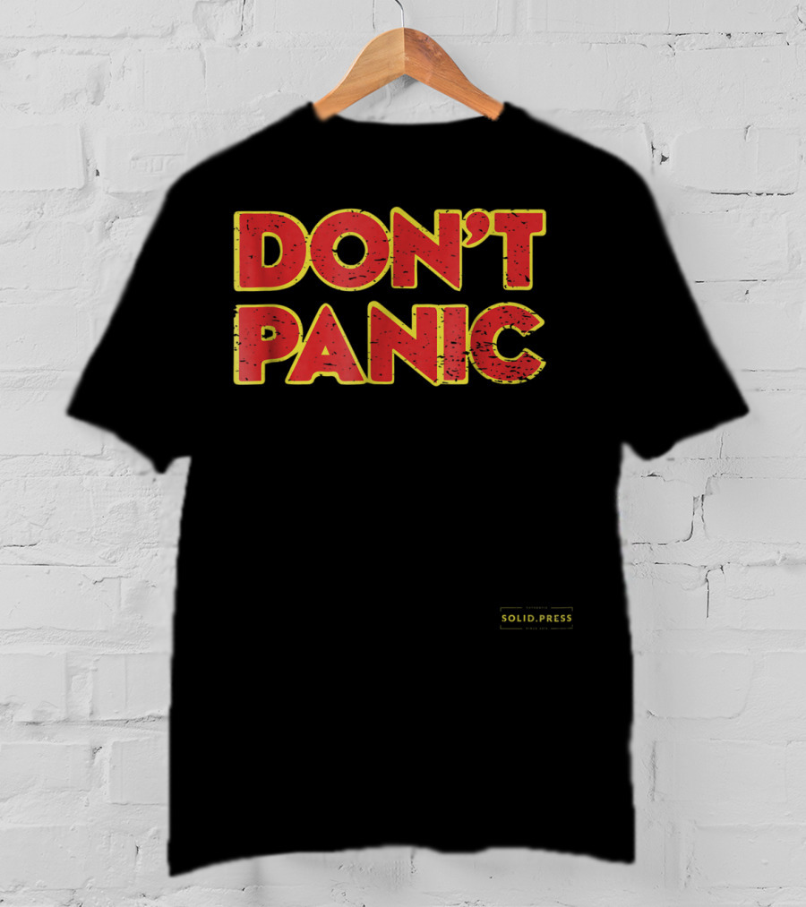 Don't Panic Solid Press Hitchhiker's Guide Inspired T-Shirt