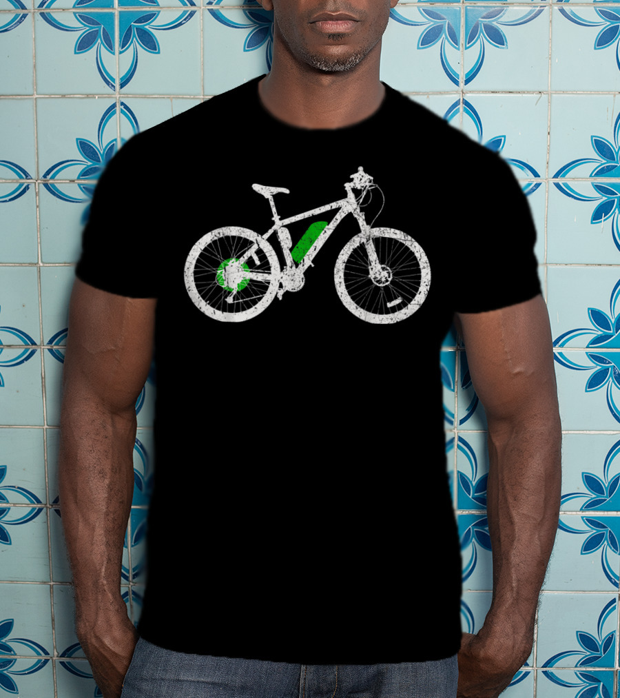 Ebike Electric Bicycle And Pedelec Cycle Green Accents T-Shirt