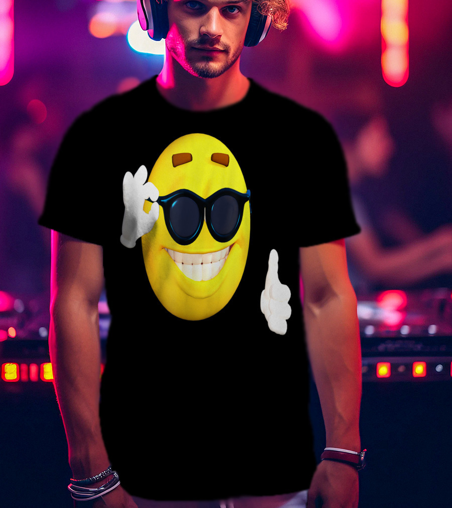 Emoji Thumbs Up Shades Happy Face Yellow Okay Sign T-Shirt