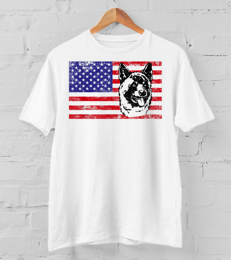 Funny Akita Dog Lover Owner American Flag Dog Head T-Shirt