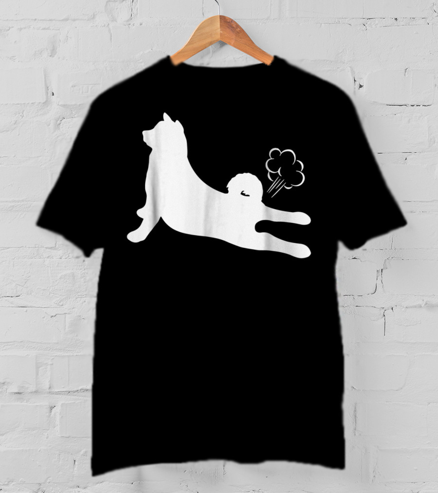Funny Akita Farting Fart Dog Silhouette With Farts T-Shirt