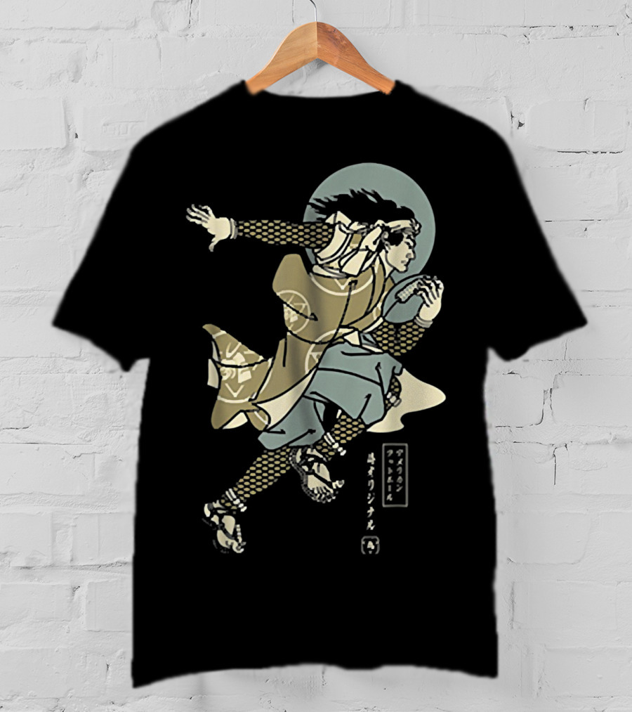 Funny American Football Samurai Running With Ball Japan T-Shirt