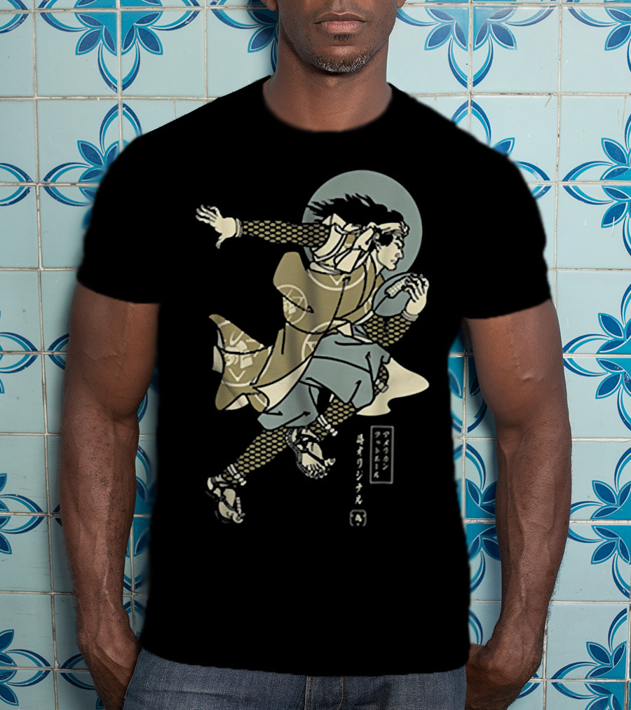 Funny American Football Samurai Running With Ball Japan T-Shirt