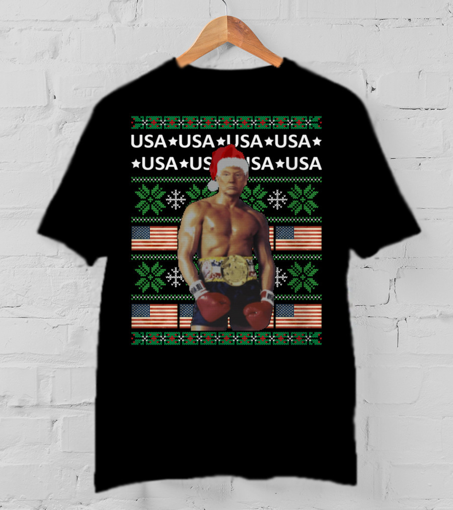 USA Boxing Champion Christmas Santa T-Shirt
