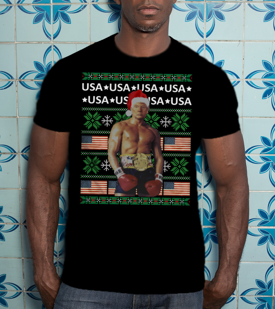 USA Boxing Champion Christmas Santa T-Shirt