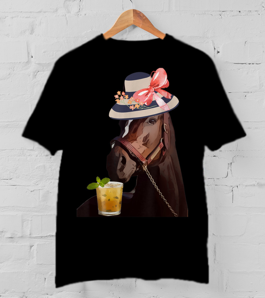 Dapper Horse With Hat And Mint Julep At Funny Derby Party T-Shirt
