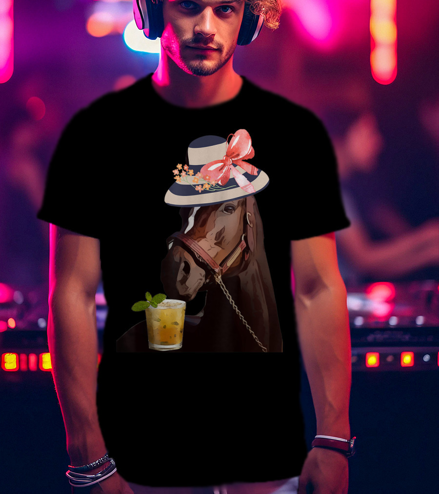 Dapper Horse With Hat And Mint Julep At Funny Derby Party T-Shirt