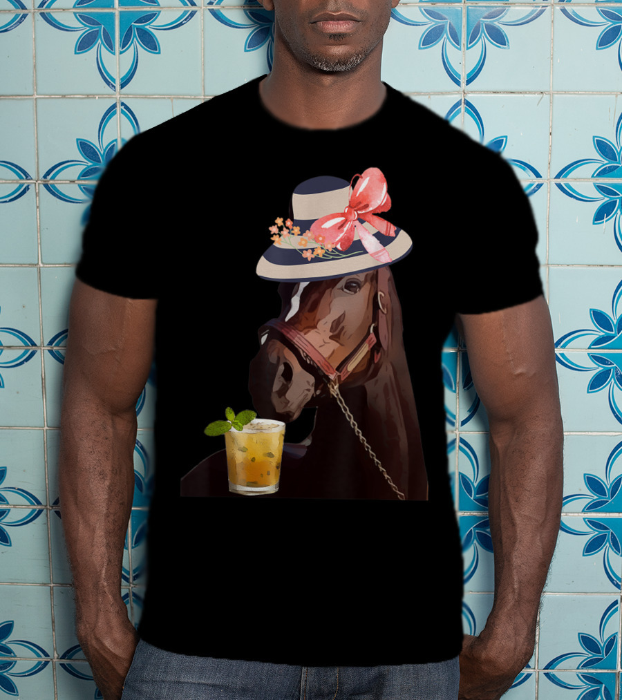 Dapper Horse With Hat And Mint Julep At Funny Derby Party T-Shirt