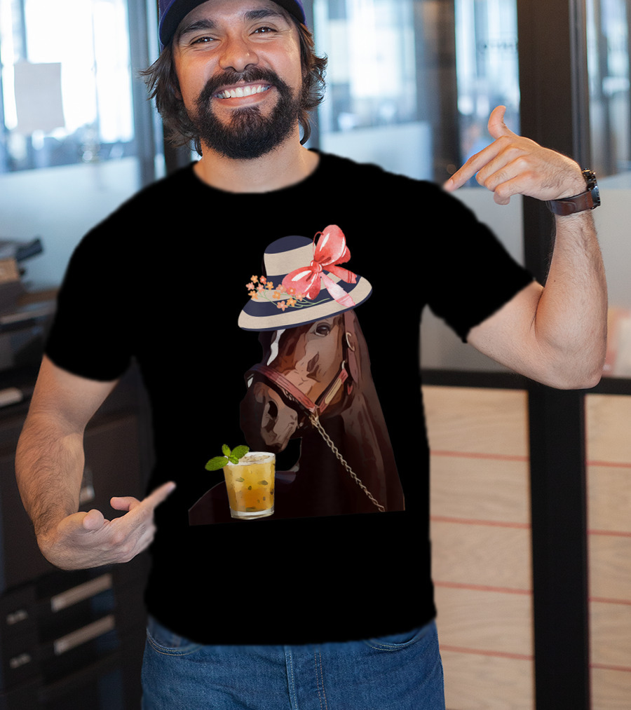 Dapper Horse With Hat And Mint Julep At Funny Derby Party T-Shirt