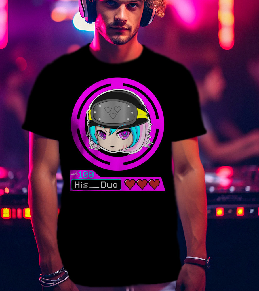 Lvl 100 His Duo Gamer Couples Hearts T-Shirt