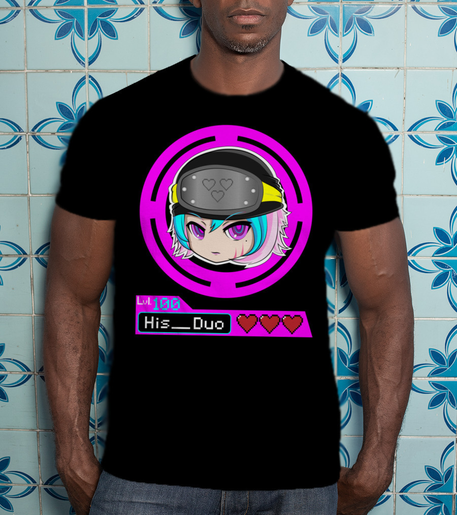 Lvl 100 His Duo Gamer Couples Hearts T-Shirt