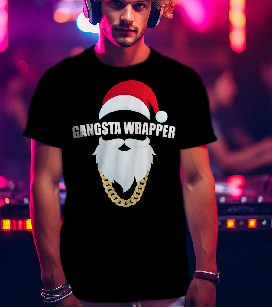 Gangsta Wrapper Santa Hat Beard Chain T-Shirt