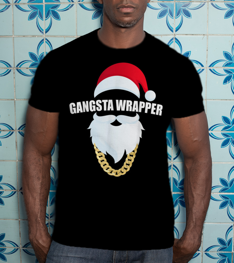 Gangsta Wrapper Santa Hat Beard Chain T-Shirt