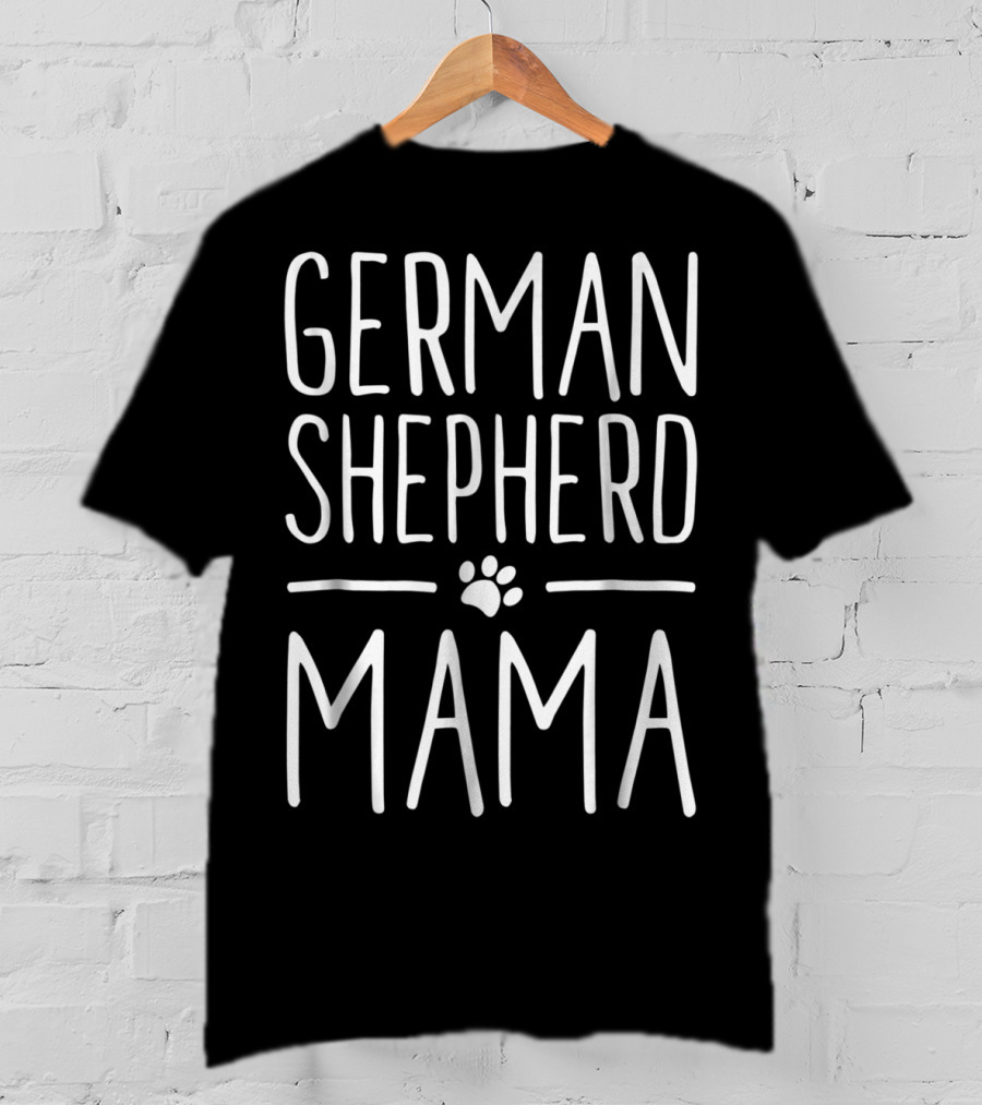 German Shepherd Mama Dog Paw Print Fun Cute Puppy T-Shirt
