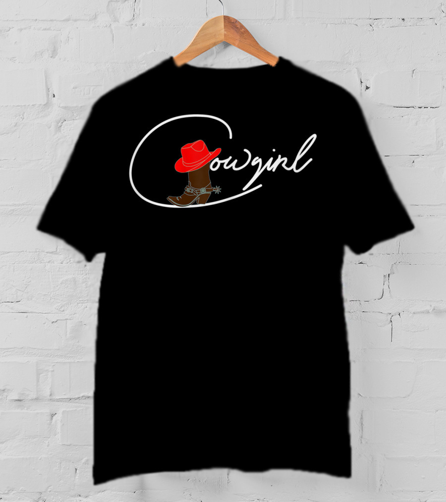 Cowgirl Western Wear Red Hat And Boot T-Shirt