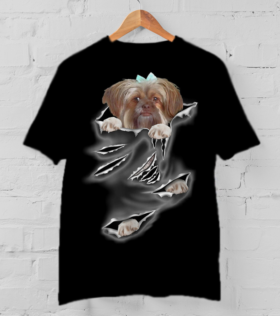 Glen Mcdaniel Torn Pocket Dog Scratch Peeking Pup T-Shirt