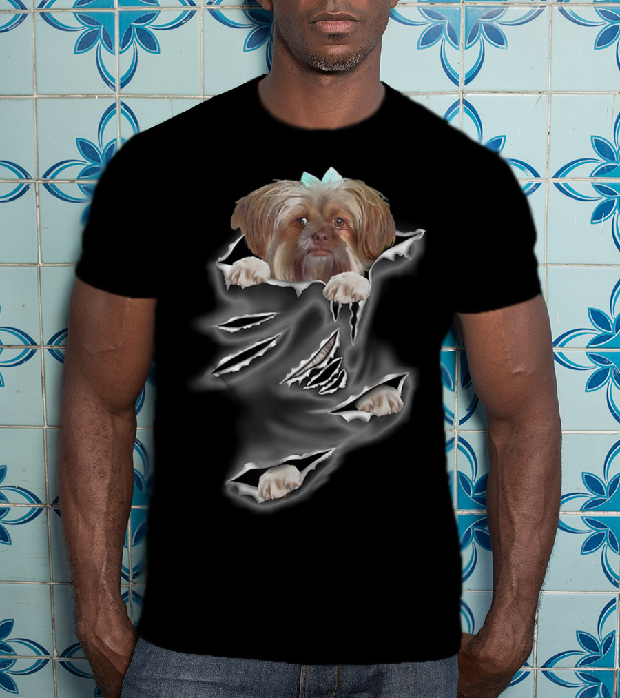 Glen Mcdaniel Torn Pocket Dog Scratch Peeking Pup T-Shirt