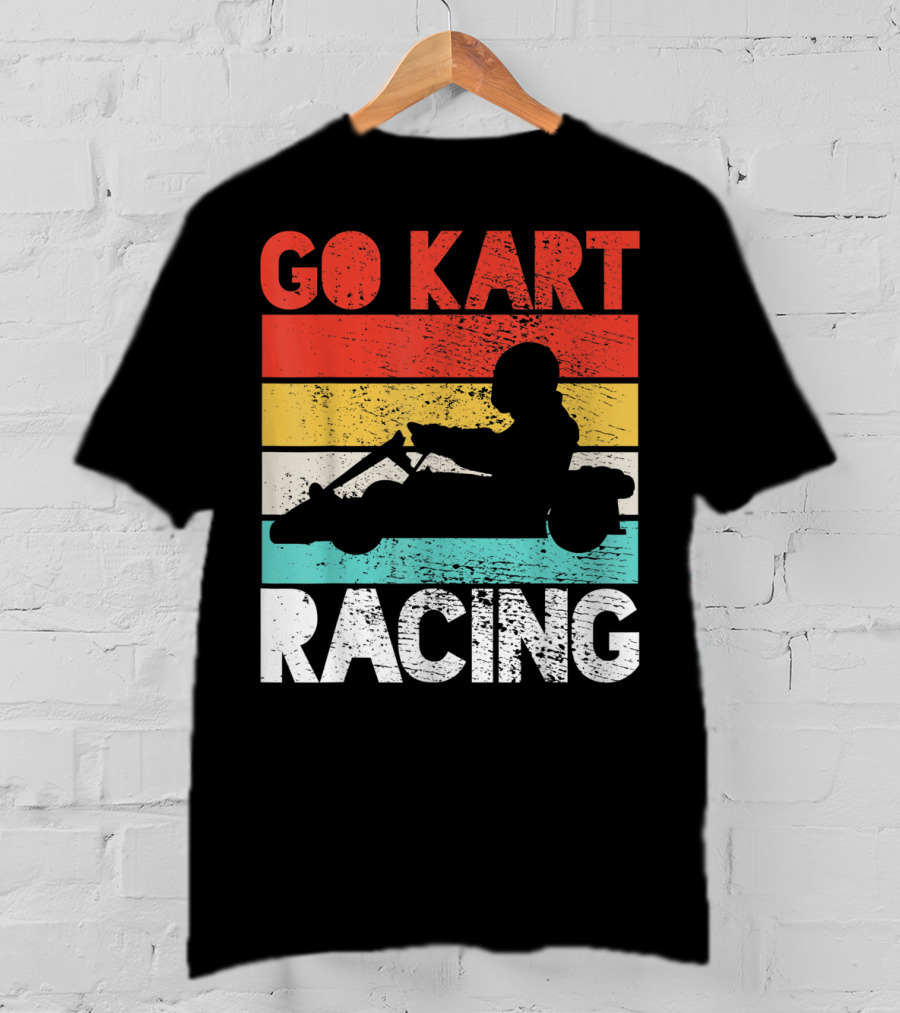 GO KART RACING Retro Stripes T-Shirt