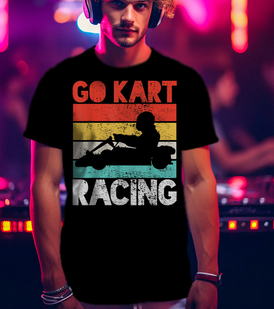 GO KART RACING Retro Stripes T-Shirt