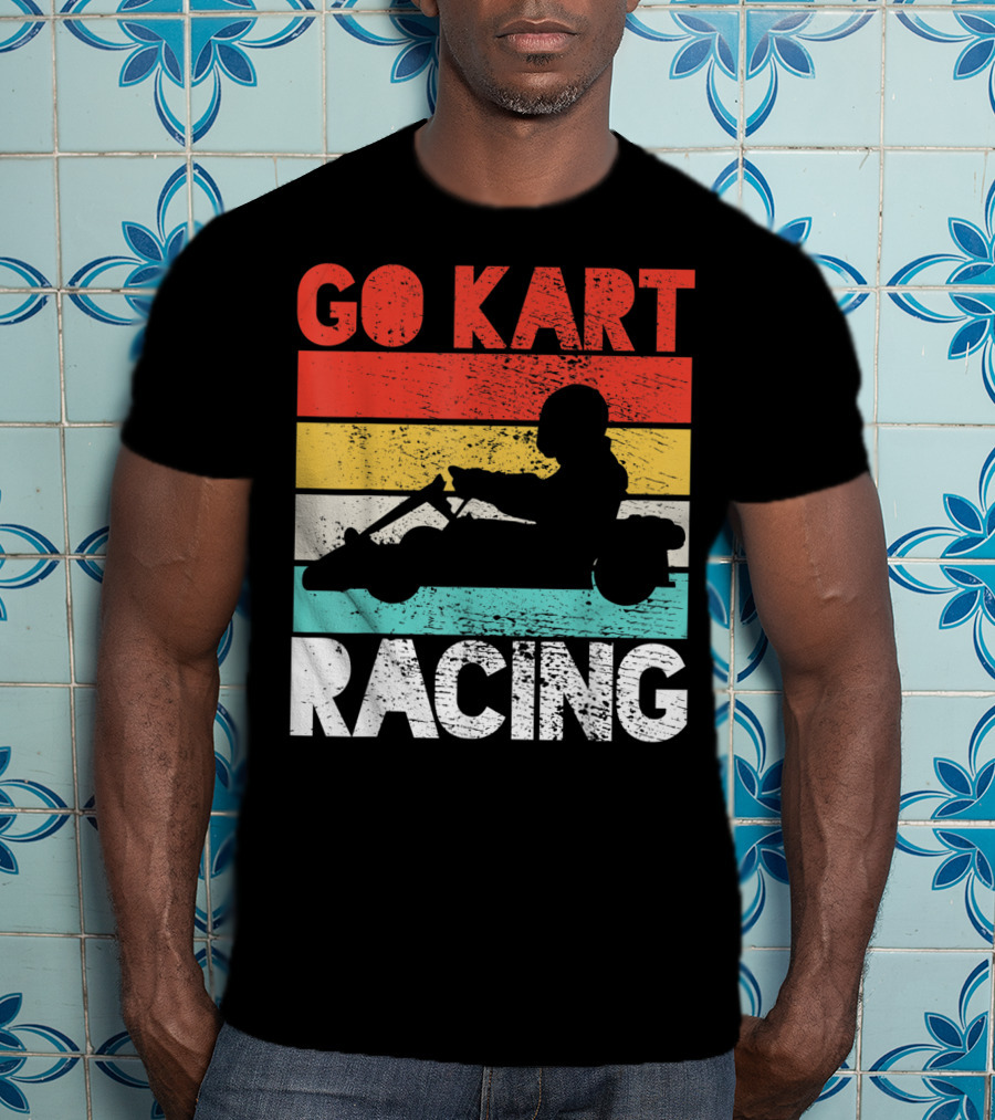 GO KART RACING Retro Stripes T-Shirt