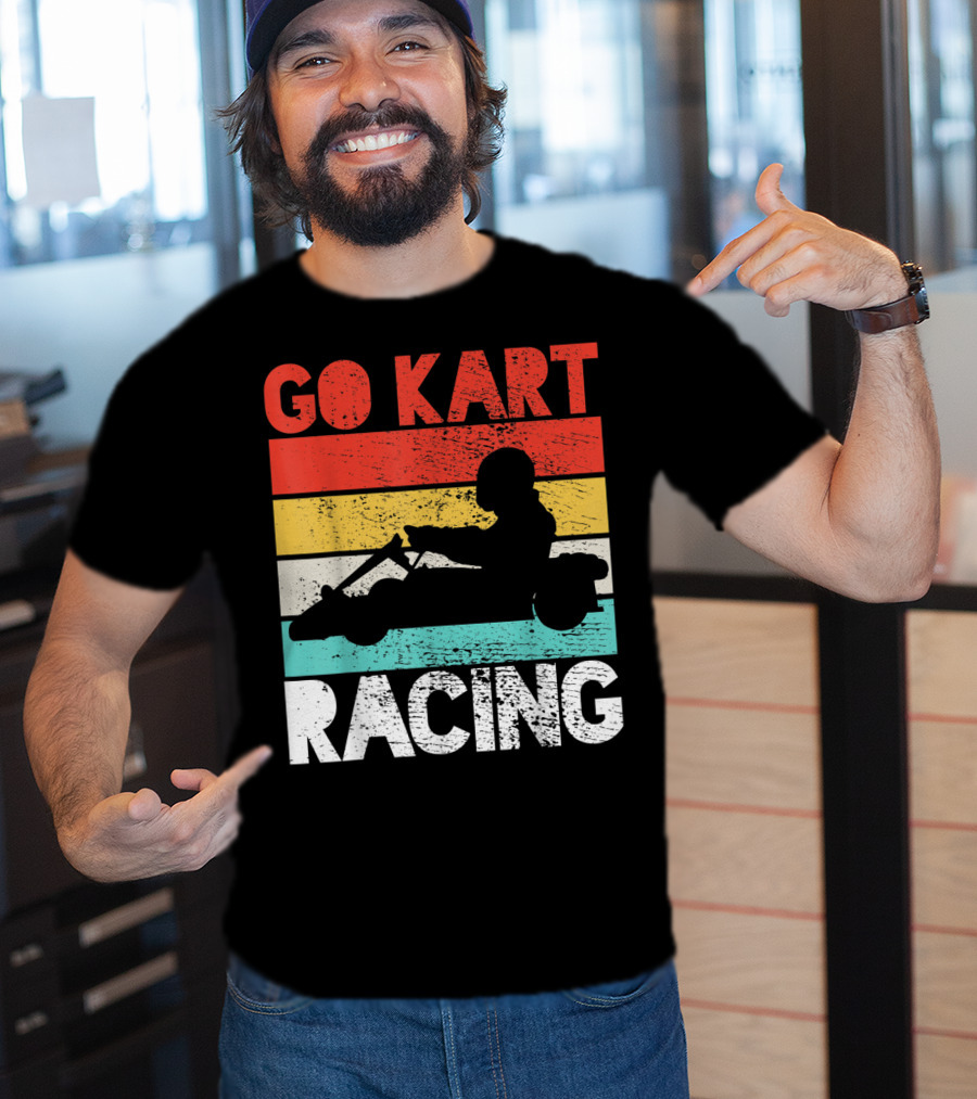 GO KART RACING Retro Stripes T-Shirt