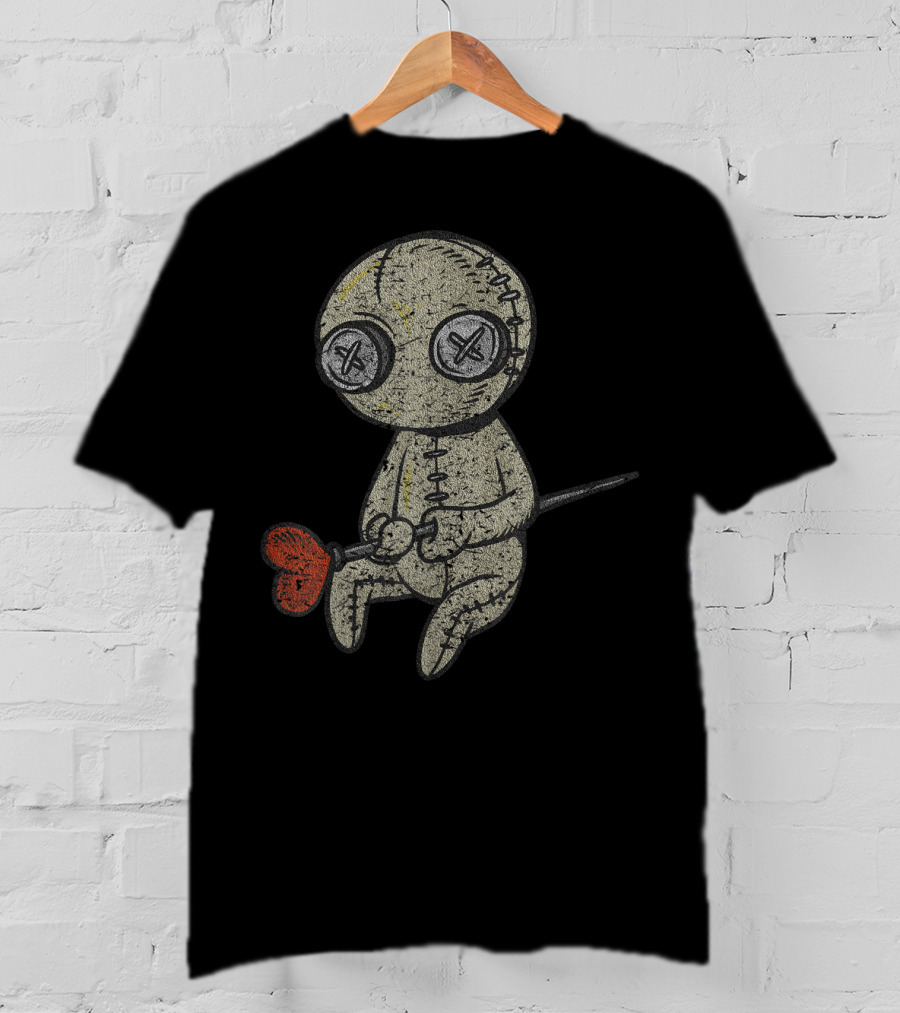 Halloween Heartbroken Suffering Sewed Doll With Red Heart T-Shirt
