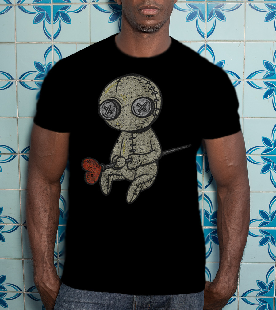 Halloween Heartbroken Suffering Sewed Doll With Red Heart T-Shirt