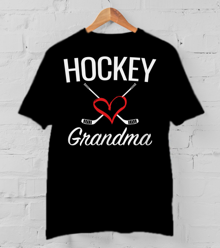 Hockey Grandma Heart And Hockey Sticks T-Shirt
