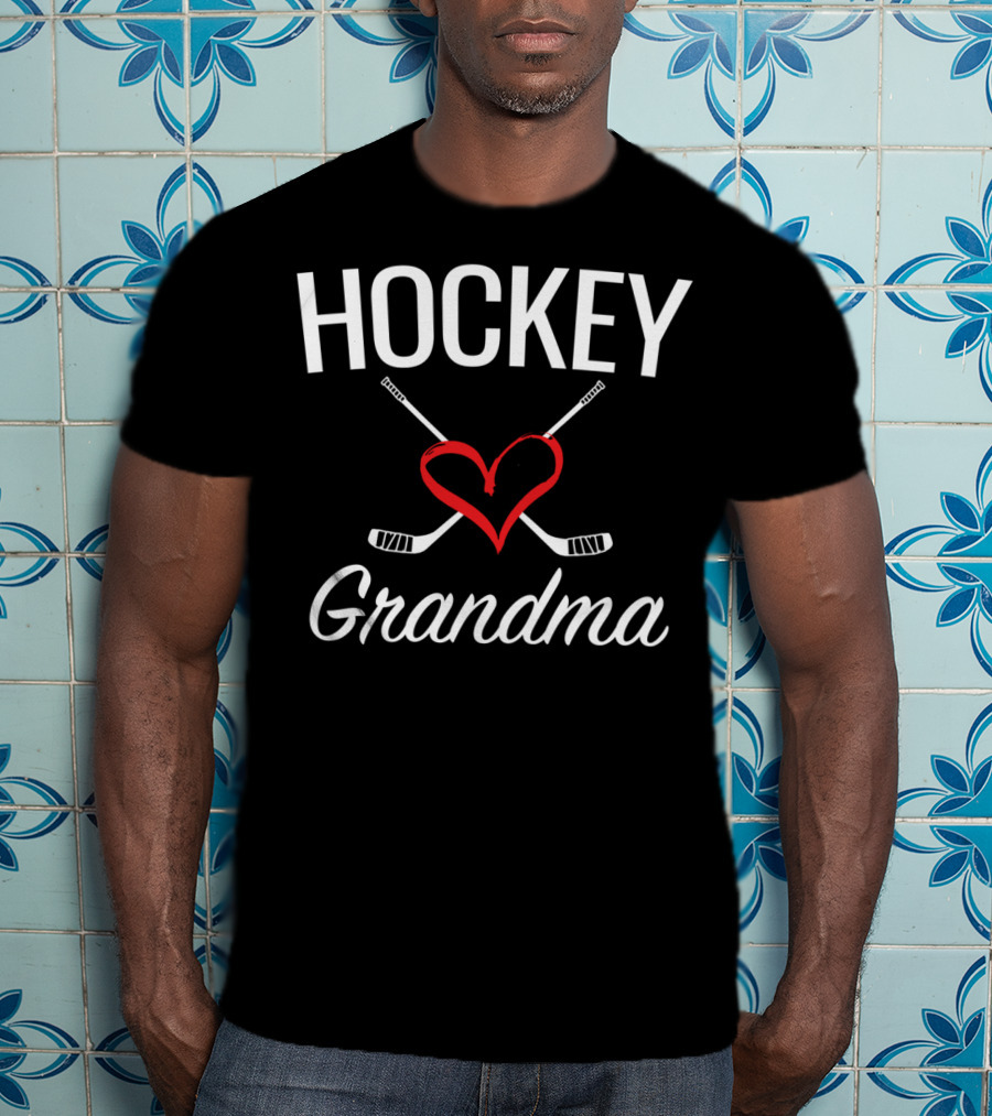 Hockey Grandma Heart And Hockey Sticks T-Shirt