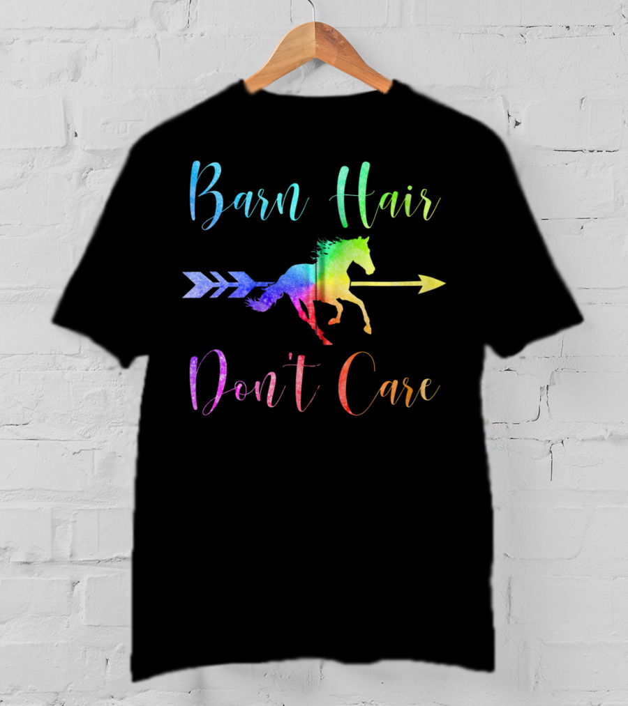 Barn Hair Don't Care Rainbow Horse Arrow T-Shirt